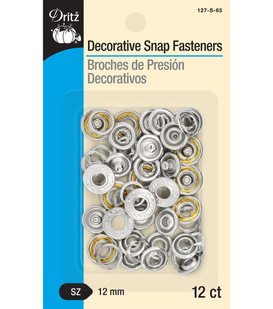 Dritz Decorative Snap Fasteners, 12 Sets, Nickel