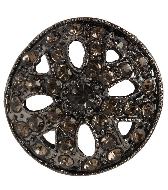 La Mode 1 1/8" Gunmetal Rhinestone Shank Button, , hi-res, image 3