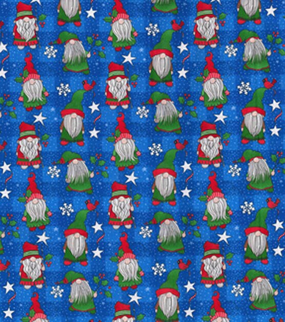 Fabric Traditions Gnomes on Dark Blue Christmas Cotton Fabric, , hi-res, image 1