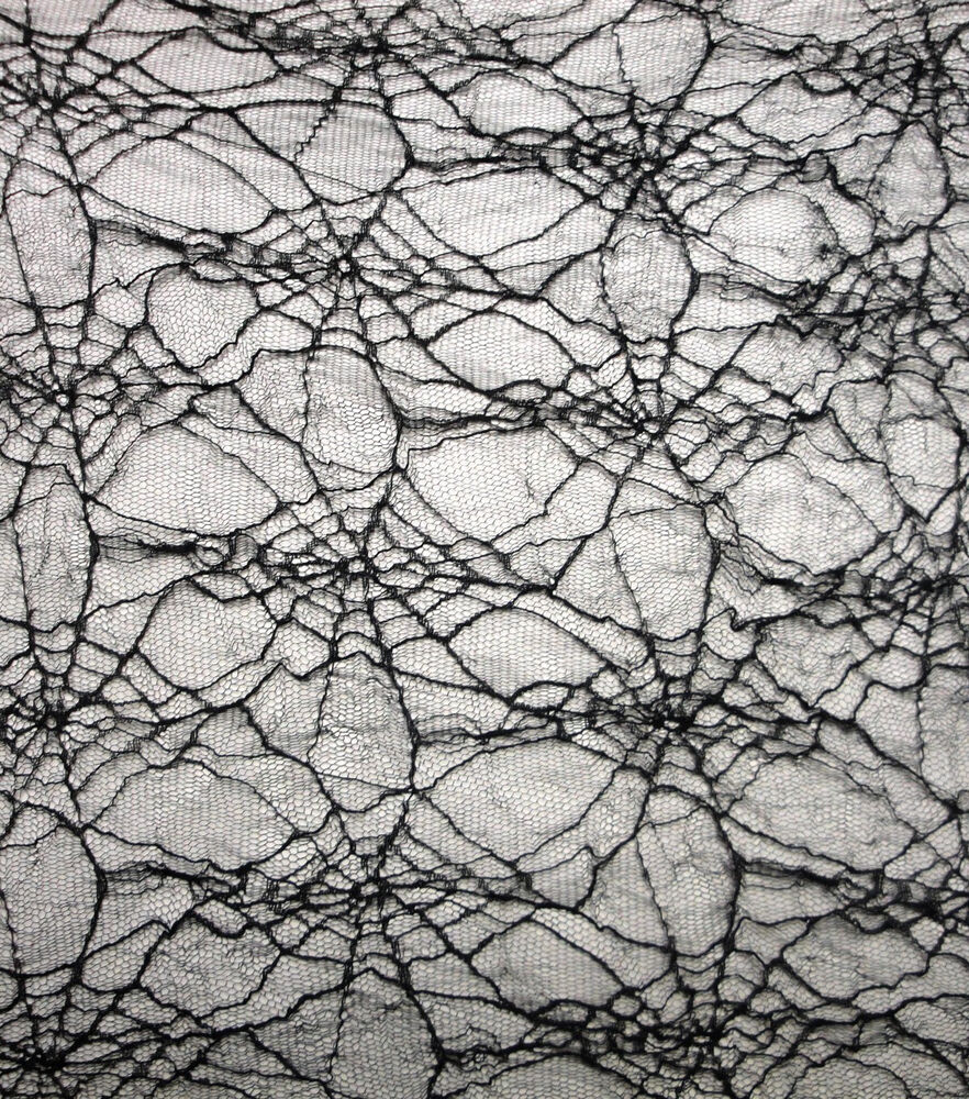 The Witching Hour Halloween Net Fabric  Crushed Web, Black, swatch