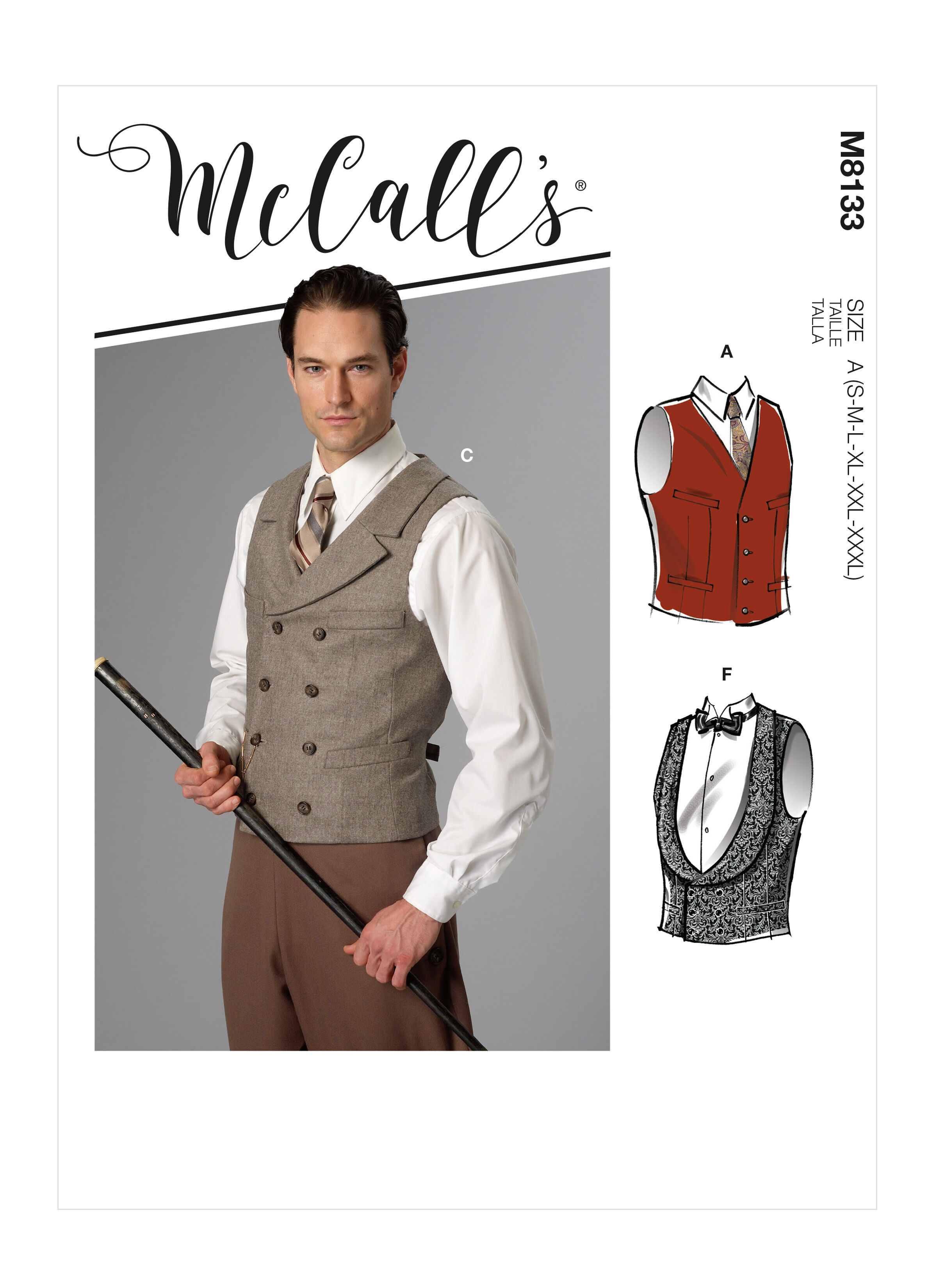 McCall's M8133 Size S to 3XL Men's Historical Vest Sewing Pattern
