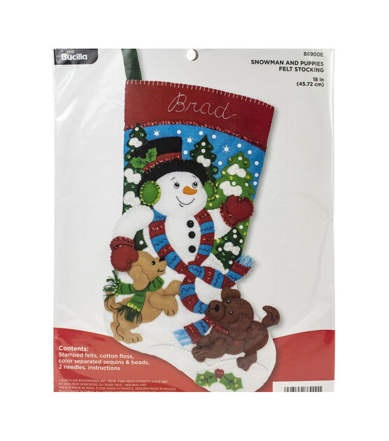 Bucilla 18 Snowman & Puppies Felt Stocking Kit