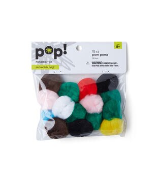 Pop! 2 Red Pom Poms 4pk - Kids Craft Basics - Kids