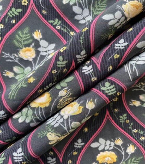Floral Diamond Print Stretch Chiffon Fabric, , hi-res, image 2
