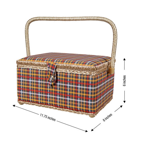 SINGER Medium Plaid Flannel Sewing Basket 10.25"x6", , hi-res, image 7