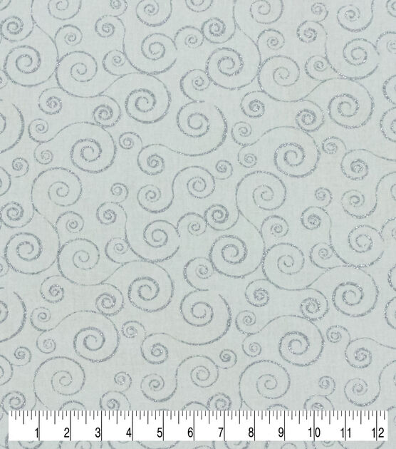 Swirl Vines Christmas Glitter Cotton Fabric, , hi-res, image 5