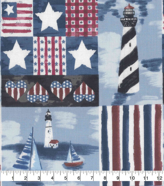 Patriotic Beachside 43'' Patriotic Cotton Fabric
