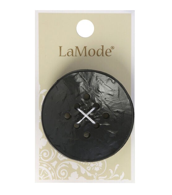 La Mode 1 3/4" Black 9 Hole Monogram Button, , hi-res, image 1
