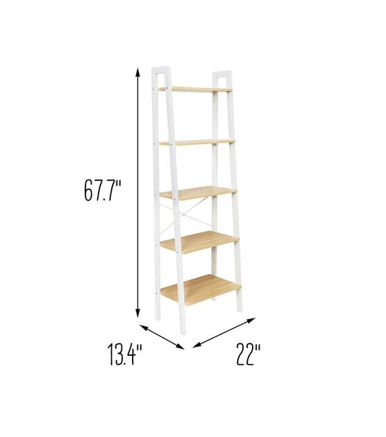 Honey Can Do 22" x 67.5" Wood & Metal 5 Tier A Frame Ladder Shelf 50lbs, , hi-res, image 11
