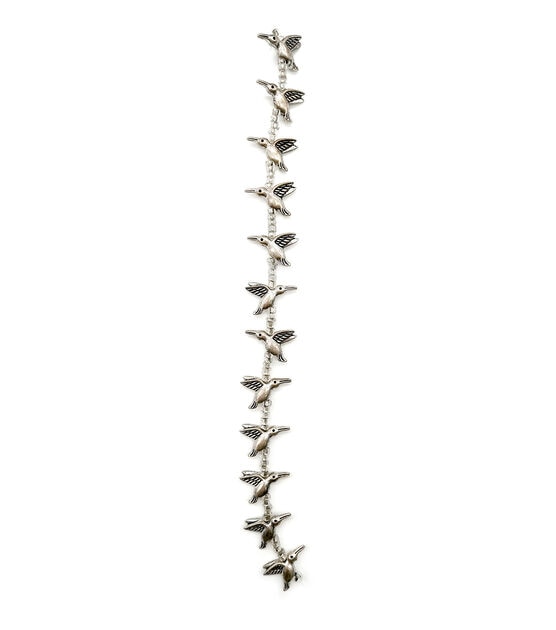 7" Silver Metal Hummingbird Bead Strand by hildie & jo, , hi-res, image 2