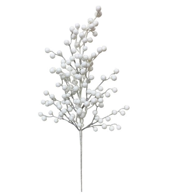 28 Christmas White Berry Stem by Bloom Room