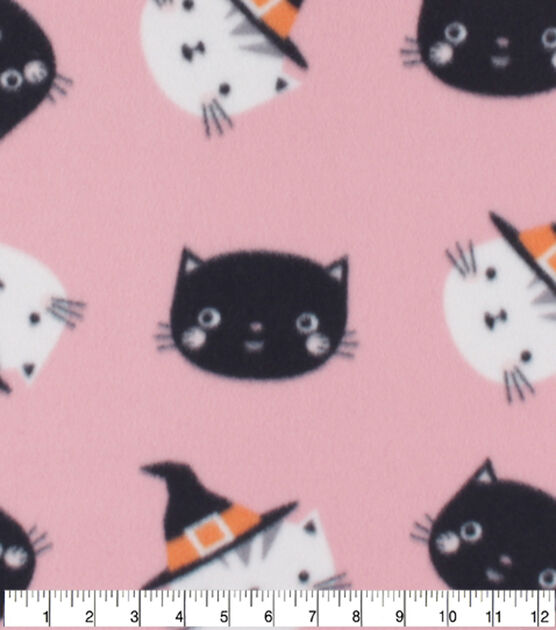 Blizzard Fleece Halloween Cats On Pink Fabric, , hi-res, image 3
