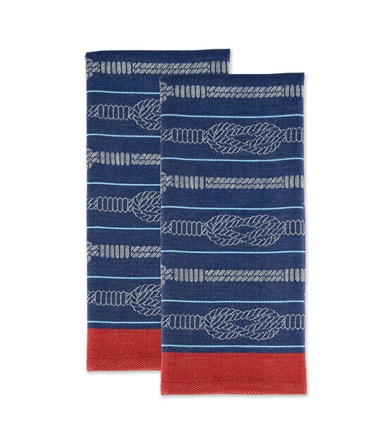 Design Imports  Set of 2 Nautical Knots Jacquard Kitchen Towels
