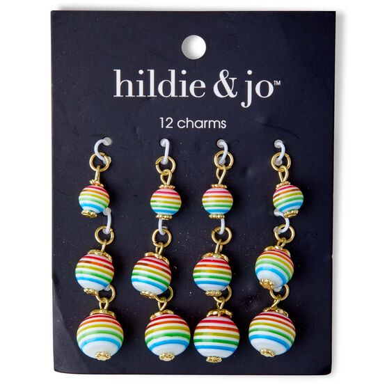12ct Rainbow Striped Round Charms by hildie & jo