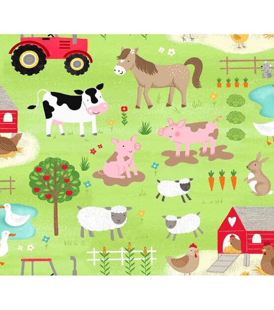 Farm Animals Novelty Print Cotton Fabric