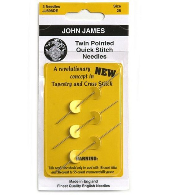 John James Twin Pointed Quick Stitch Needles Size 28, , hi-res, image 1