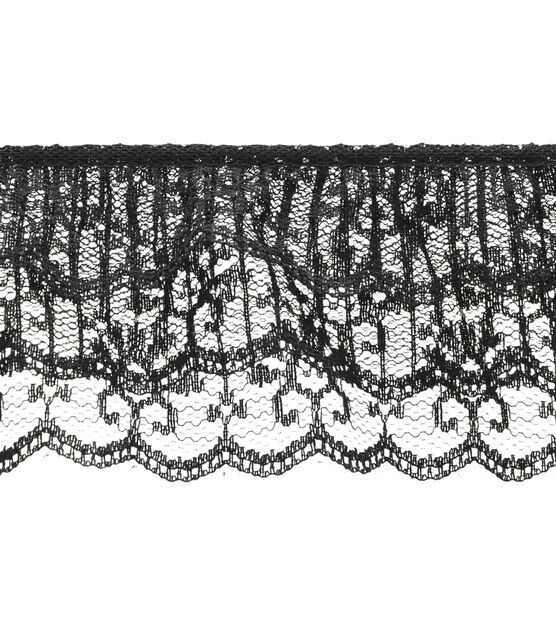 Wrights Simplicity 3-Tier Lace Ruffle 2.5X12yd-Black
