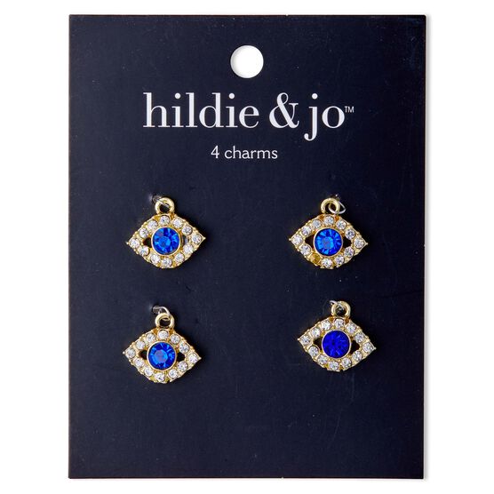 17mm x 15mm Gold Evil Eye Charms With Rhinestones 4pk by hildie & jo