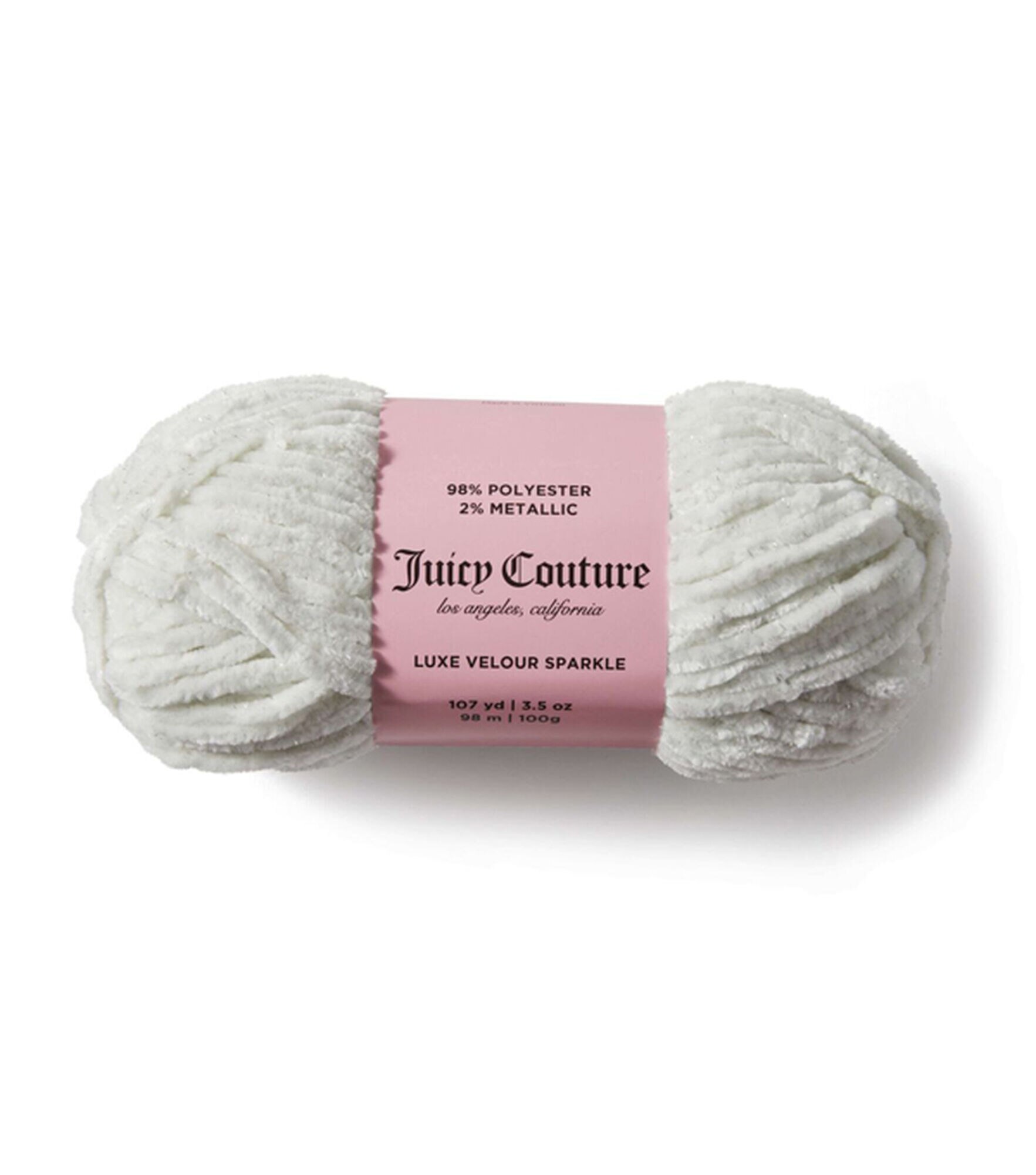 Juicy Couture Luxe Velour Sparkle 107yds Bulky Polyester Yarn, Angel, hi-res