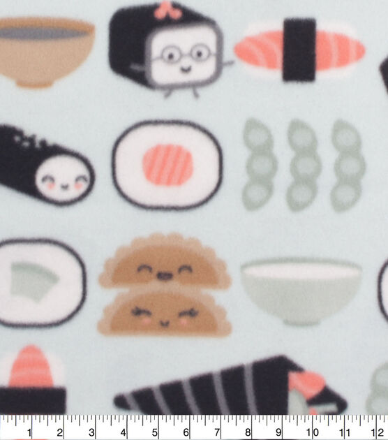 Blizzard Fleece Fabric Happy Sushi