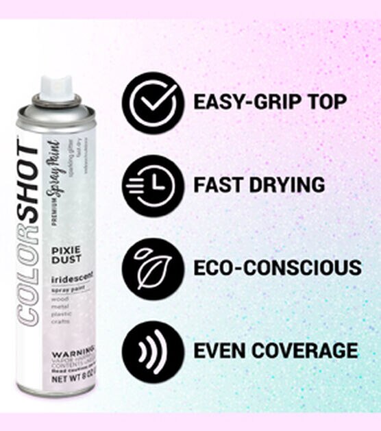 Colorshot Premium Iridescent Multicolor Gloss Pixie Dust Spray Paint - Glitter - 8 oz