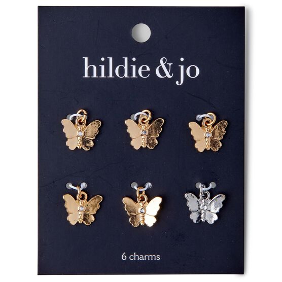 12mm Silver & Gold Butterfly Charms 6ct by hildie & jo