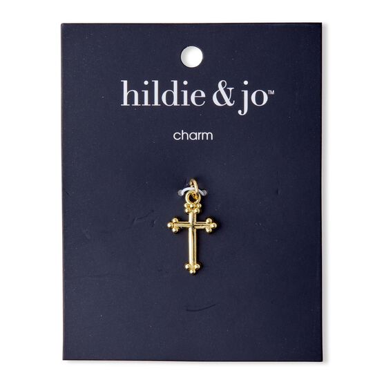 1" x 0.5" Gold Cross Charm by hildie & jo