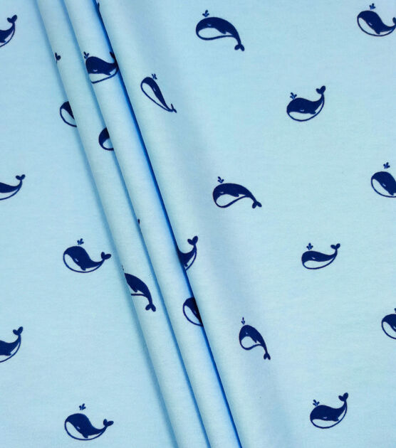Tiny Whales Nursery Flannel Fabric by Lil' POP!, , hi-res, image 2