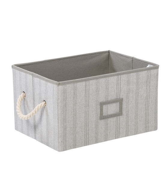Honey Can Do 14.5" Gray Striped Fabric Storage Bins With Handles 3pk