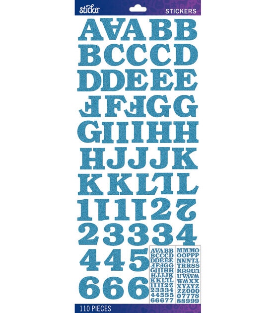 Sticko Blue Bookman Glitter Alphabet Stickers