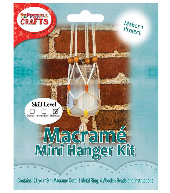 Pepperell Crafts Mini Macramé Hanging Jar Kit