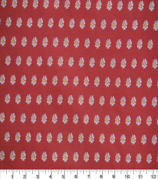 Graphic Daisies on Red Quilt Cotton Fabric by Quilter's Showcase