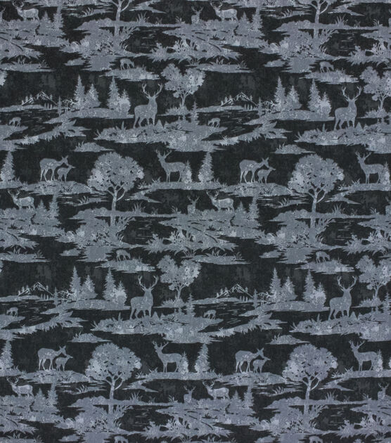 Grey Tonal Wilderness Cotton Canvas Fabric