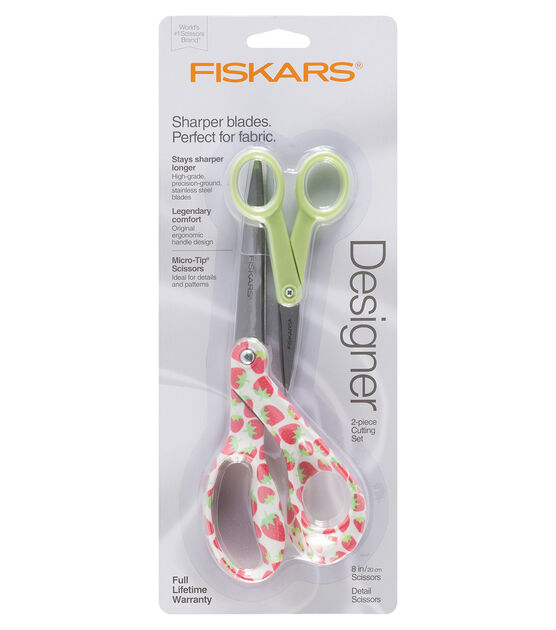 Fiskars 8" Bent and 5" Micro Scissors Strawberries