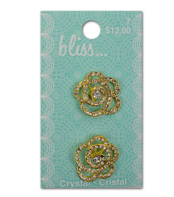 Bliss 7/8" Crystal Swirl Flower Shank Buttons 2pk