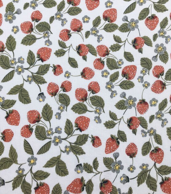 Sweet Strawberries Crinkle Rayon Silky Print Fabric
