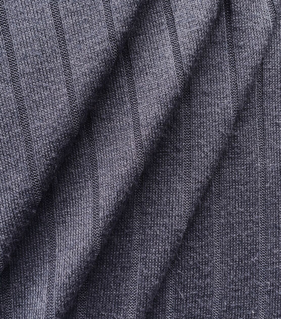 Dark Blue Wide Rib Knit Athleisure Fabric, , hi-res, image 2