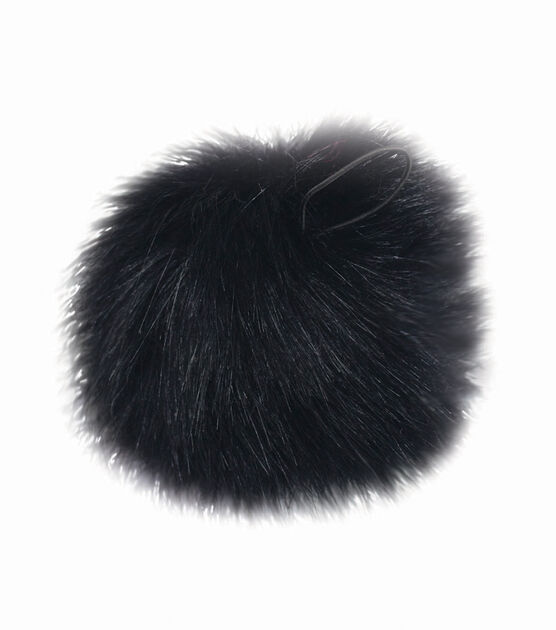 5" Black Faux Fur Pom & Loop by K+C