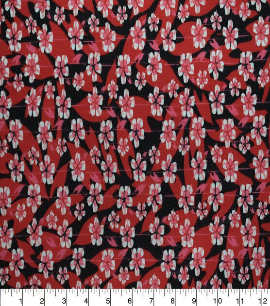 Red Floral & Leaves Quilt Cotton Fabric by Quilter's Showcase