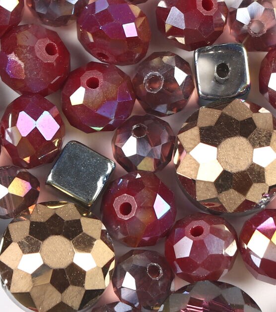 35pc Iridescent Burgundy & Blue Mixed Glass Beads by hildie & jo, , hi-res, image 3