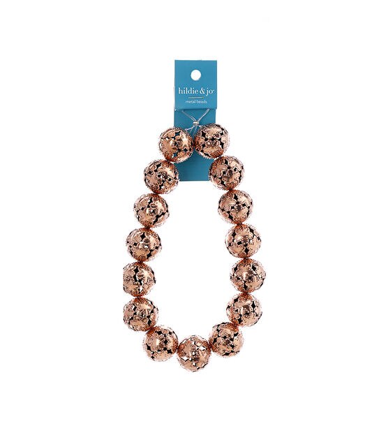 12" Copper Filigree Cutout Round Metal Strung Beads by hildie & jo