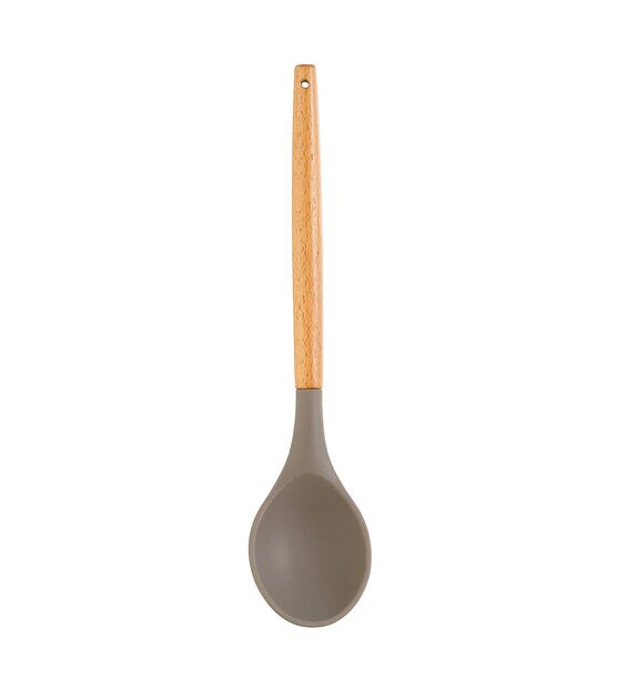 Gray Silicone & Wood Spoon by STIR, , hi-res, image 2