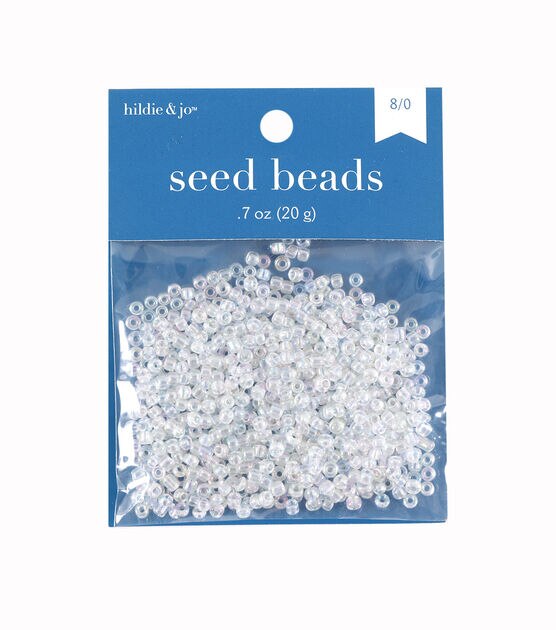 0.7oz Clear Aurora Borealis Crystal Glass Seed Beads by hildie & jo
