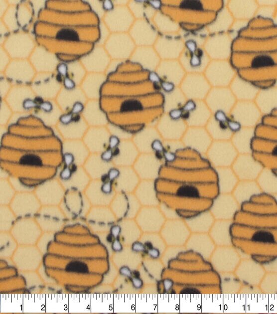 Bees And Honeycombs Blizzard Fleece Fabric