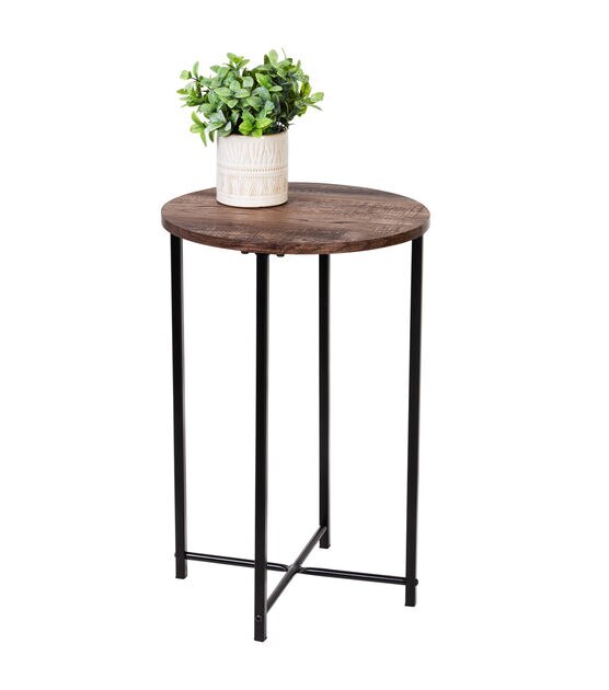 Honey Can Do Round Side Table With Patterend Base