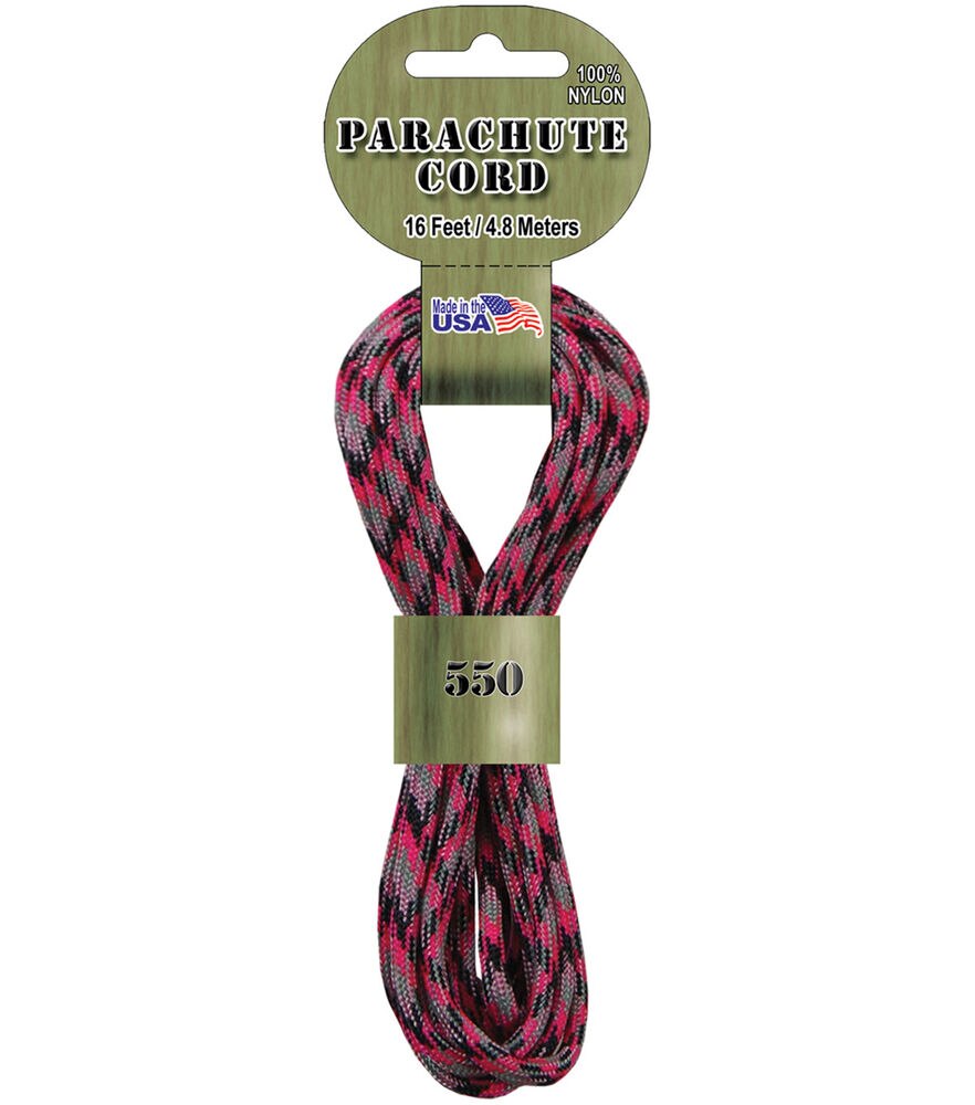 3mm x 16' Parachute Cord by hildie & jo, Pink, swatch
