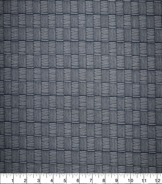 Striped Squares on Navy Quilt Cotton Fabric by Quilter's Showcase