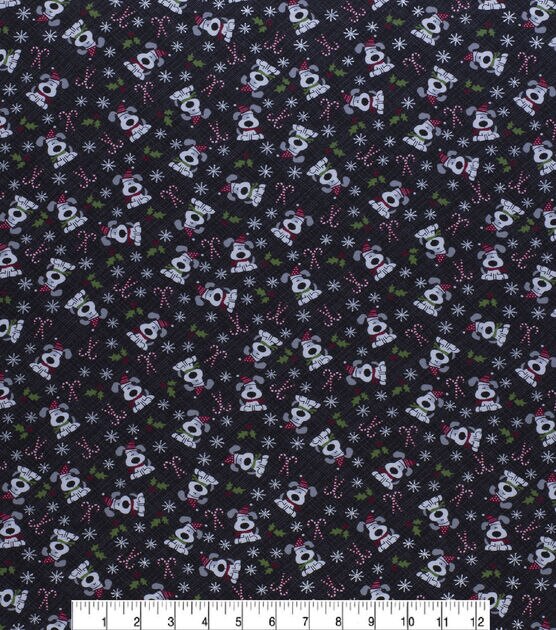 Snowflakes & Deer Christmas Glitter Cotton Fabric, , hi-res, image 1