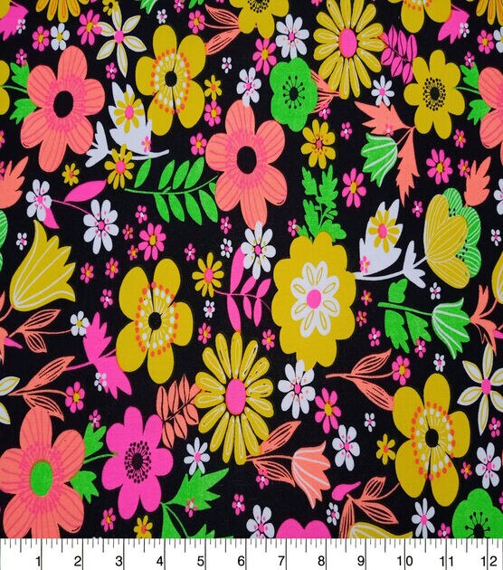 Neon Modern Floral Quilt Cotton Fabric by Quilter's Showcase, , hi-res, image 1