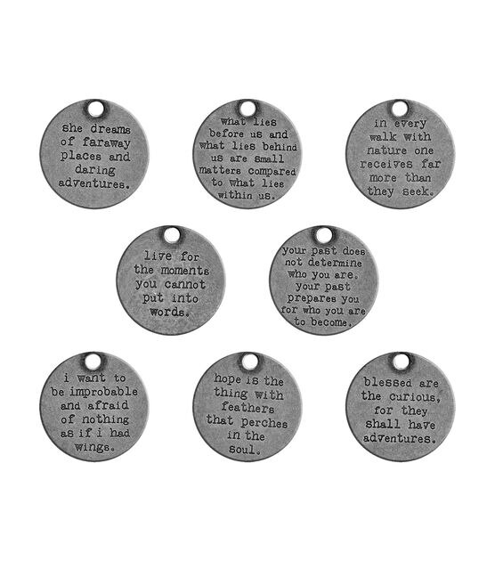 Tim Holtz Idea ology 8ct Metal Quote Tokens